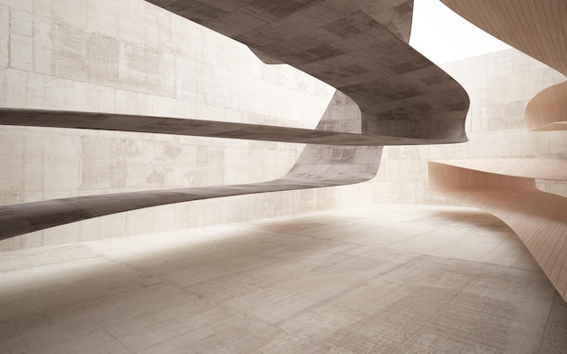 Interni moderni minimalisti astratti in cemento e legno