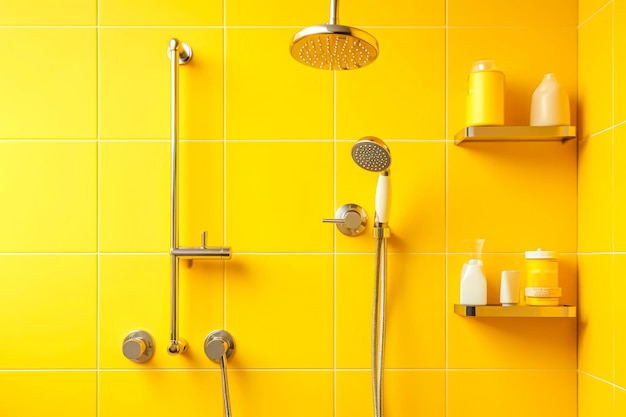 Interno accogliente del bagno nei colori gialli