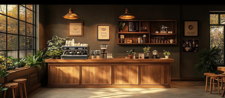Foto interno accogliente della caffetteria