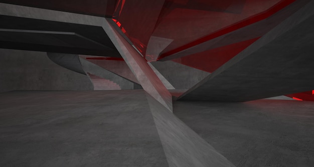 Interno architettonico astratto in cemento di una casa minimalista 3D illustrazione e rendering