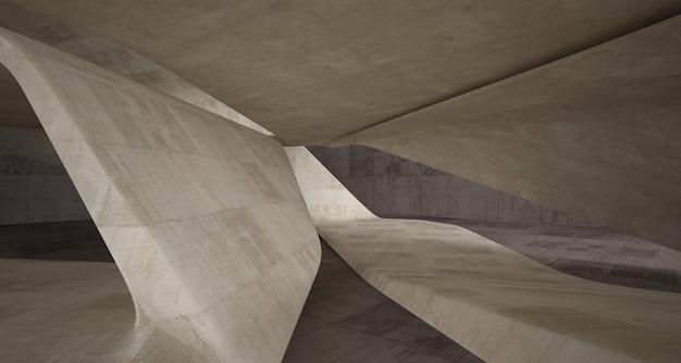 Interno architettonico astratto in cemento di una casa minimalista 3D illustrazione e rendering