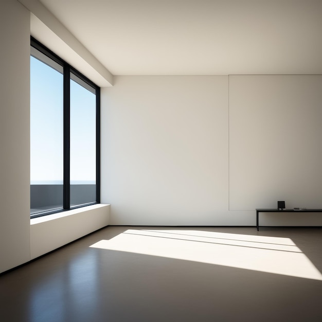 interno bianco moderno vuoto con stanza vuota e finestre 3D rendering mock up vuoto bianco moderno