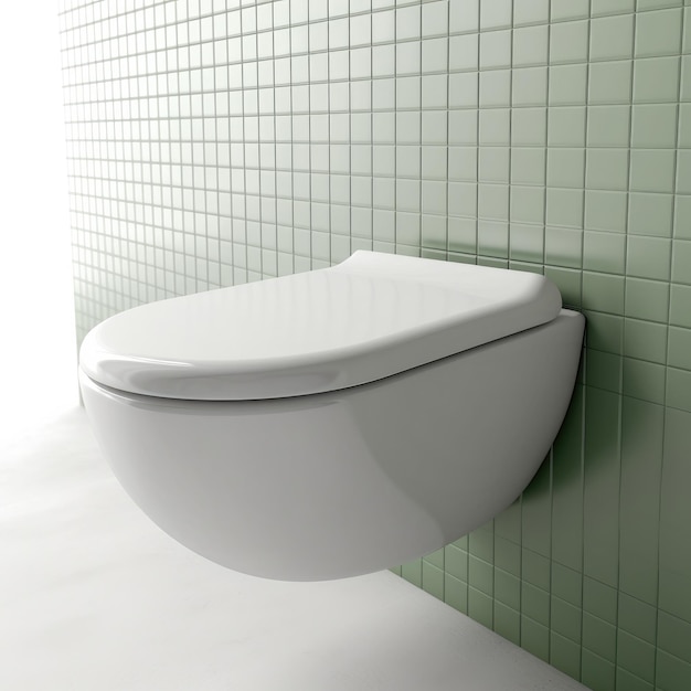 Interno del bagno con il nuovo WC in ceramica a prua generativa ai