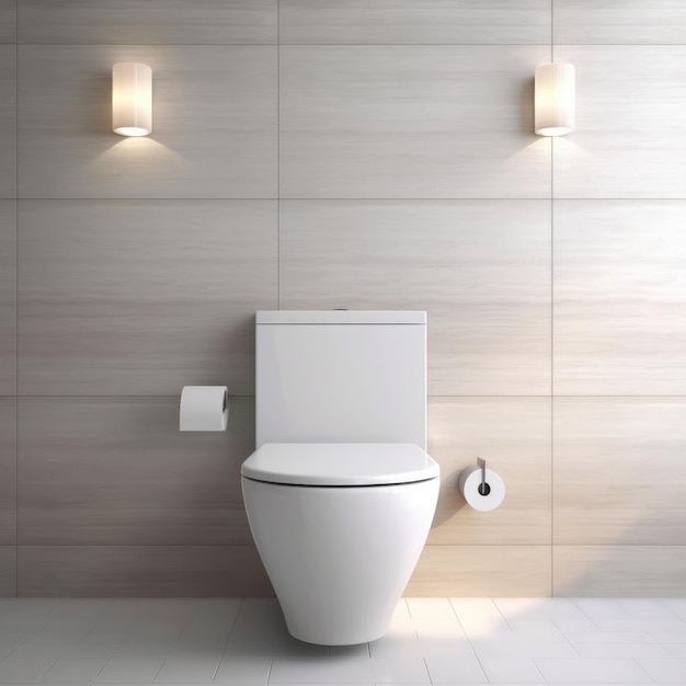 Interno del bagno con nuovo arco generativo per servizi igienici in ceramica