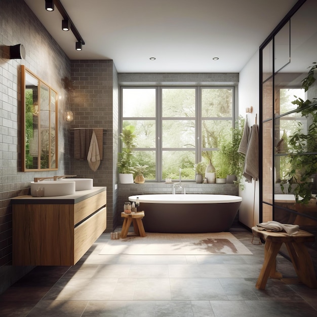 Interno del bagno in una casa moderna in stile Scandi