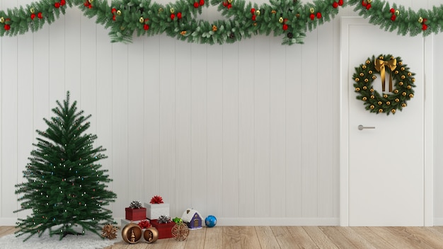 interno del modello di decorazione di sfondo modello di albero di pavimento di parete di regalo di Natale