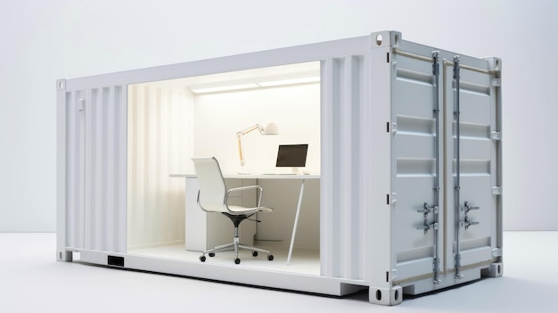 Interno dell'ufficio mobile del sito di container per il cantiere Container di spedizione Casa portatile e