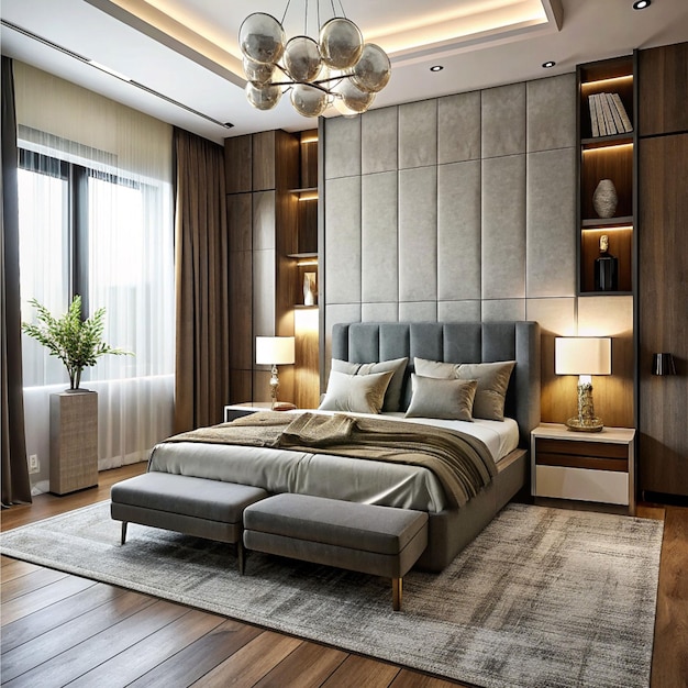 interno della camera da letto in stile moderno