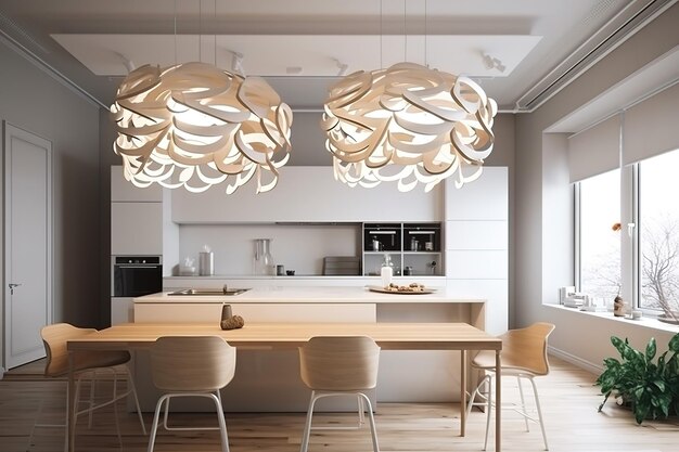 Interno della cucina con forno moderno Cucina nordica moderna in appartamento loft IA generativa