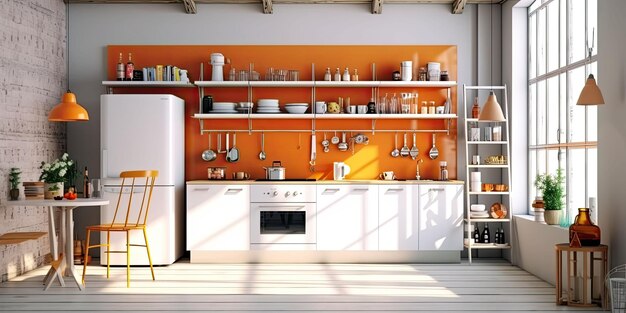 Interno della moderna cucina confortevoleAi generativo