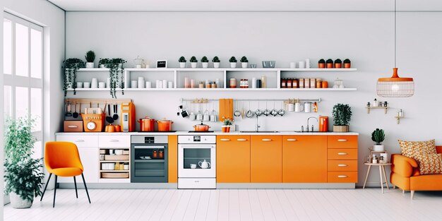 Interno della moderna cucina confortevoleAi generativo