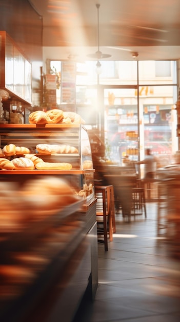 Interno della panetteria sfocato