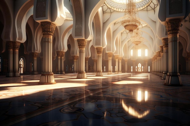 Interno della sala di preghiera della Moschea Sacra