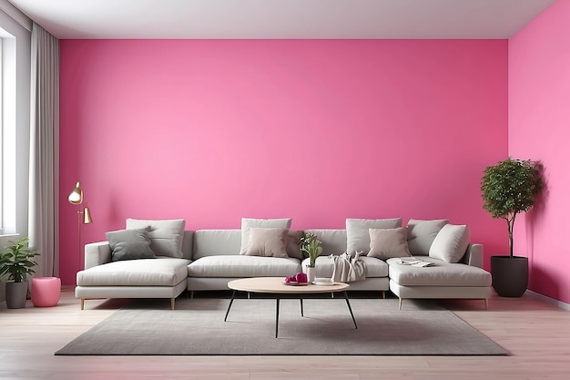 Interno della stanza moderna parete rosa