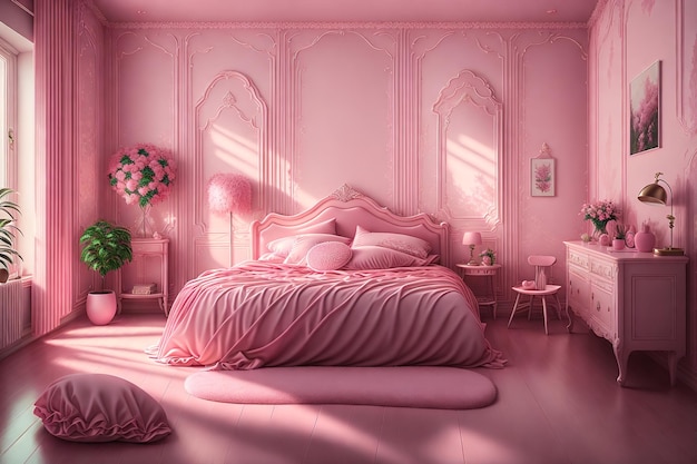 interno della stanza piuttosto rosa