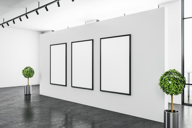 Interno di galleria bianca minimalista