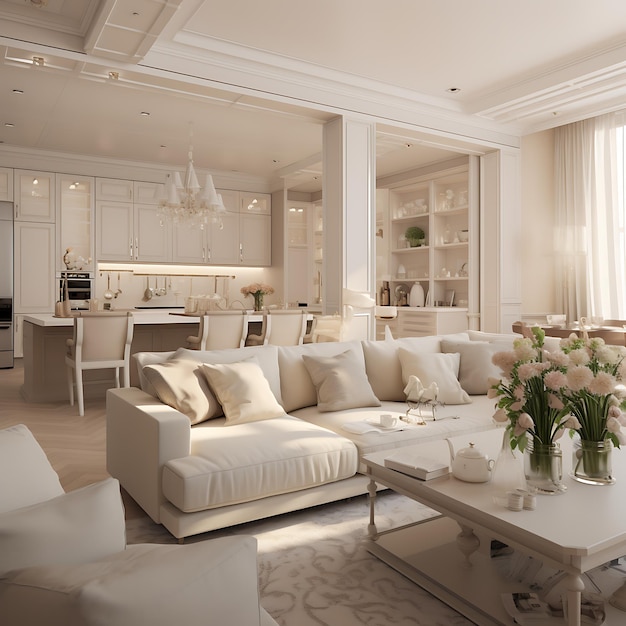 Interno di lusso del soggiorno in stile classico