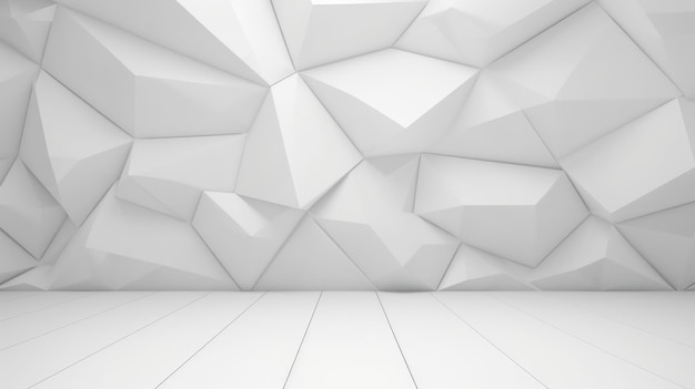 Interno di sfondo bianco astratto con forme di triangoli 3D AI generativa