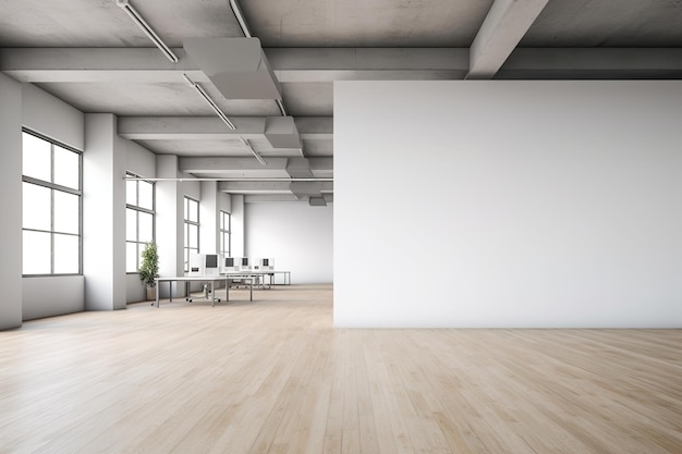 Interno di ufficio moderno con grande parete vuota