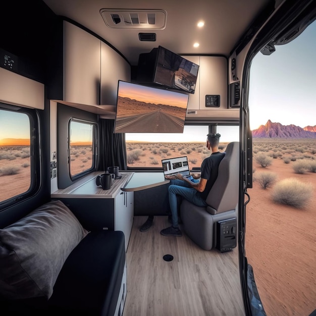 Interno di un camper motorhome ai generativo