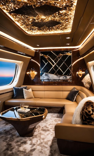 Interno di un jet d'affari di lusso Viaggi di lusso ai generativi