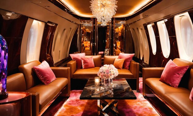 Interno di un jet d'affari di lusso Viaggi di lusso ai generativi