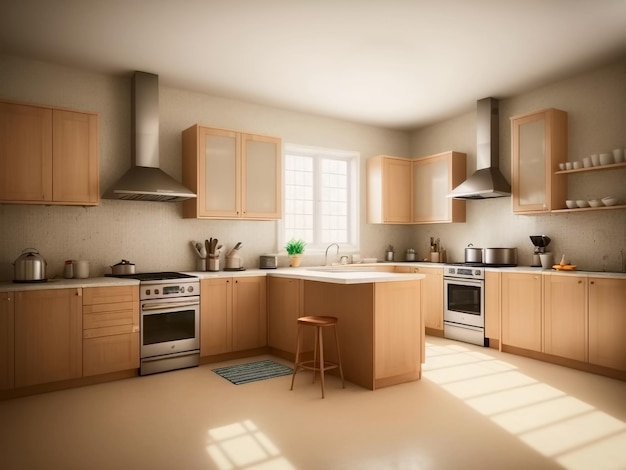 Interno di una cucina dal design retrò IA generativa