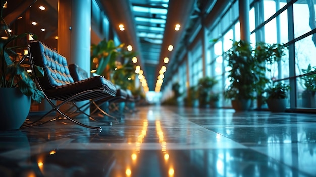 Interno di una moderna lounge aeroportuale