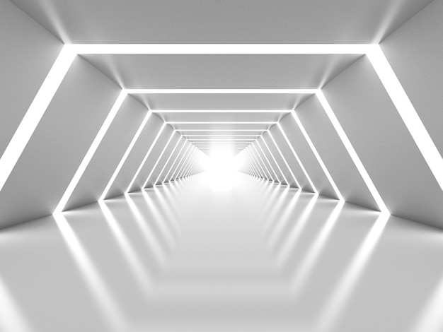Interno luminoso bianco astratto del tunnel