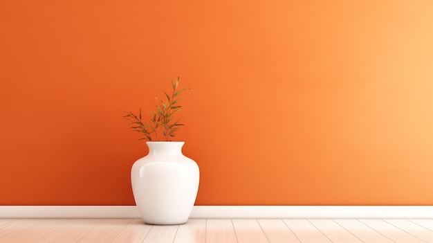 Interno vuoto arancione con vaso bianco