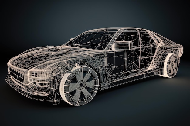 Intersezione wireframe in un moderno concetto di tecnologia automobilistica