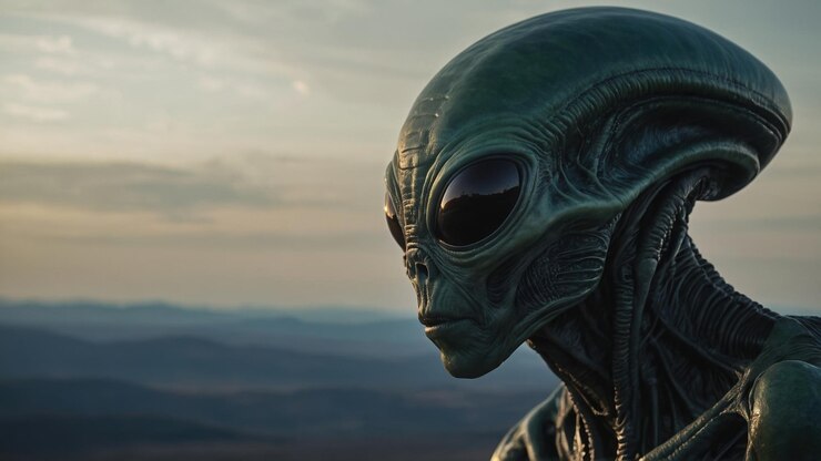 Photo interstellar visitor observed with their ufo making a sudden appearance in a remote countryside