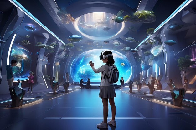 Intraprendi il futuro dell'apprendimento L'istruzione immersiva in realtà virtuale svela la conoscenza in dettagli stupefacenti Un viaggio futuristico nell'innovazione educativa