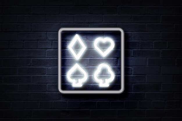 Intrattenimento al neon Poker su un muro di mattoni