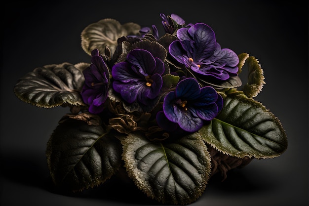 Intricati petali viola di un primo piano violetto africano