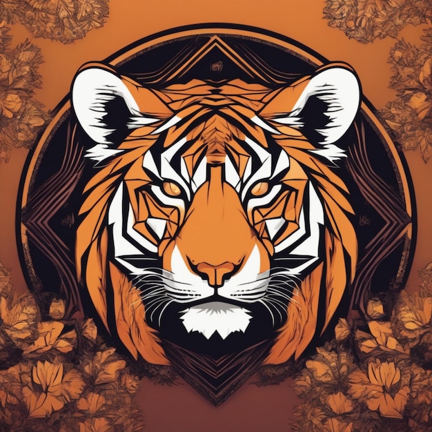 Intricato logo tigre frattale Miscela unica di arte e marchio