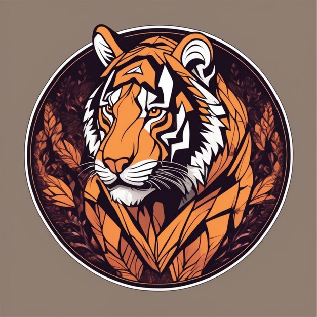 Intricato logo tigre frattale Miscela unica di arte e marchio