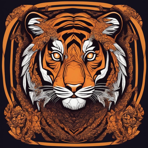 Intricato logo tigre frattale Miscela unica di arte e marchio