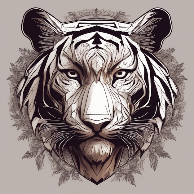 Intricato logo tigre frattale Miscela unica di arte e marchio