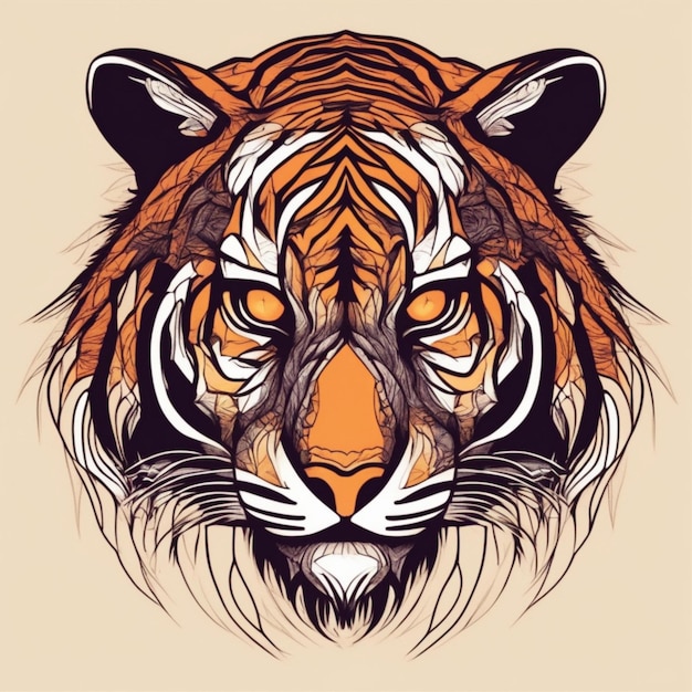 Intricato logo tigre frattale Miscela unica di arte e marchio