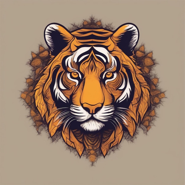 Intricato logo tigre frattale Miscela unica di arte e marchio