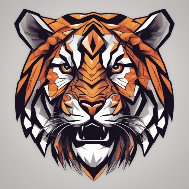 Intricato logo tigre frattale Miscela unica di arte e marchio