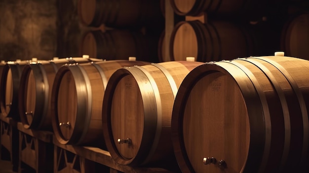 Invecchiare il vino in una botte di legno IA generativa