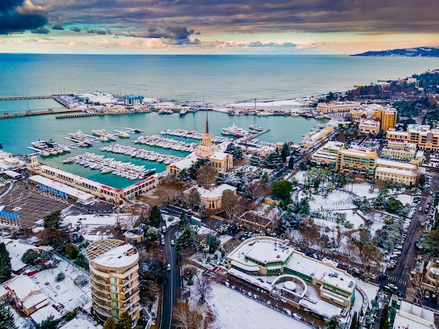 Inverno a Sochi vista panoramica aerea Russia