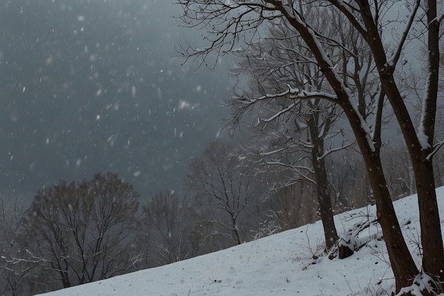 Inverno abbraccia la realistica copertura di neve cadente