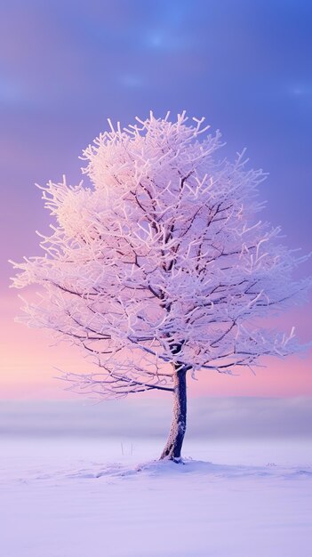 Inverno bellezza natura tranquillità paesaggio innevato albero solitario scatto verticale