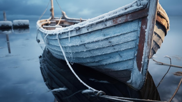 Inverno della barca del primo piano nell'oceano del ghiaccio