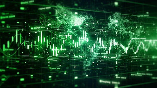 Investimento finanziario dei dati digitali e tendenze commerciali Diagramma finanziario