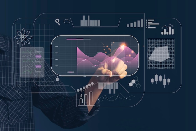 investor with graphic global network connection and graph chart of stock market investment trading