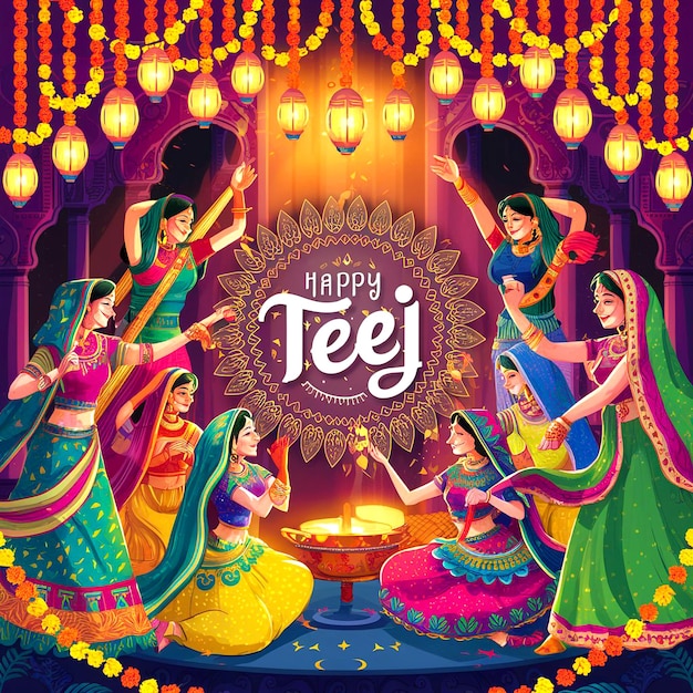 Inviare gioiosi saluti alla festa di Teej a tutti coloro che la festeggiano
